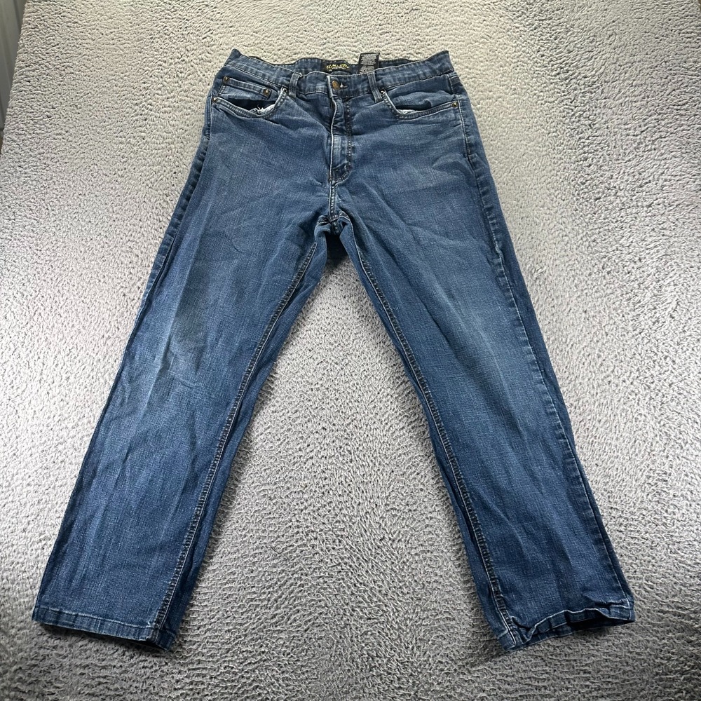 Urban Star Road Runner Apparel Jeans Men 34x32 Blue Denim Straight Stretch Faded